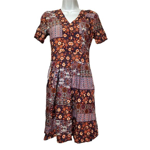 Ella Moon Multicolor Floral Short Sleeve Knee Length Dress Women's Size XS - Picture 1 of 7